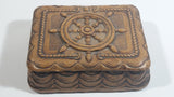 Vintage Syroco Captain Ship's Wheel Boat Brown Wood Trinket Keepsake Box Nautical Collectible