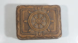 Vintage Syroco Captain Ship's Wheel Boat Brown Wood Trinket Keepsake Box Nautical Collectible