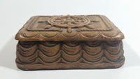 Vintage Syroco Captain Ship's Wheel Boat Brown Wood Trinket Keepsake Box Nautical Collectible