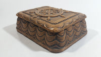 Vintage Syroco Captain Ship's Wheel Boat Brown Wood Trinket Keepsake Box Nautical Collectible