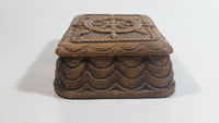 Vintage Syroco Captain Ship's Wheel Boat Brown Wood Trinket Keepsake Box Nautical Collectible