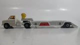 Vintage 1977 Lesney Matchbox Super Kings K-27 Ford 'A' Series "Miss Embassy" Semi Tractor Trailer Speed Boat Hauler Truck White Die Cast Toy Car Vehicle Made in England