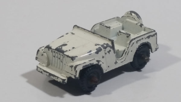 Vintage 1950s MidgeToy Midge Military Jeep White Tiny Miniature Die Cast Toy Car Vehicle