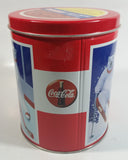 Coca-Cola Coke Soda Pop Drink Beverage Polar Bear Red and White Round Tin Metal Canister Collectible with Carriage Trade Mini Twist Pretzel Sticker Still On The Lid