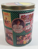 1995 Coca-Cola Coke Soda Pop Drink Beverage "World of Coke" Coke Girls with Flowers Green Round Tin Metal Canister Collectible with Carriage Trade Mini Twist Pretzel Sticker Still On The Lid