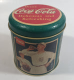 Rare 1994 Coca-Cola Coke Soda Pop Drink Beverage Detroit Tigers Baseball Team Green Small Round Tin Metal Canister Sports Collectible