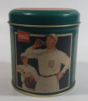 Rare 1994 Coca-Cola Coke Soda Pop Drink Beverage Detroit Tigers Baseball Team Green Small Round Tin Metal Canister Sports Collectible