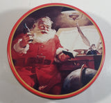1986 Coca-Cola Coke Soda Pop Drink Beverage Christmas Holiday Santa Claus with Themed 7" Diameter Tin Metal Round Container