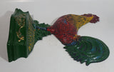 Antique Metalware Colorfully Beautifully Painted 13 1/2" Tall Cast Iron Chicken Rooster Door Stop