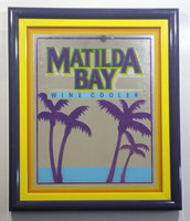 Beeco Matilda Bay Wine Cooler Purple Yellow Blue Tropical Palm Tree Themed 16" x 19" Purple Framed Glass Mirror Bar Pub Lounge Advertising Collectible