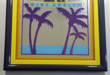 Beeco Matilda Bay Wine Cooler Purple Yellow Blue Tropical Palm Tree Themed 16" x 19" Purple Framed Glass Mirror Bar Pub Lounge Advertising Collectible