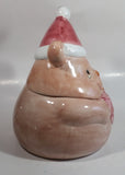 Pink Bear Wearing Santa Hat Ceramic Cookie Jar