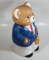 Teddy Bear In Blue Businessman Suit Sailor Outfit Ceramic Cookie Jar