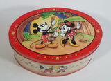 Walt Disney Mickey Mouse and Minnie Mouse Serenade Hard Candies Red Oval Shaped Tin Metal Container