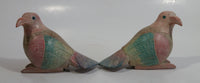 Pair of Colorfully Painted Wood Carved Love Bird Sculptures