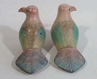 Pair of Colorfully Painted Wood Carved Love Bird Sculptures