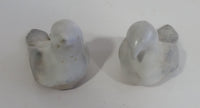 1981 Pair of Soapstone Style White Clay Pair of Bird Sculptures