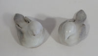 1981 Pair of Soapstone Style White Clay Pair of Bird Sculptures