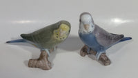 Vintage Pair of Bing & Grondahl No. 2341 & No. 2210 Pirched Love Bird Parakeet Budgie Porcelain Sculpture Ornaments