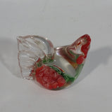 Murano Italy Chicken Rooster Hen Red Green Clear Art Glass Paperweight Ornament