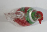 Murano Italy Chicken Rooster Hen Red Green Clear Art Glass Paperweight Ornament