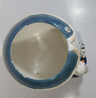 GKAO White and Blue Scarfed Snowman Ceramic Cookie Jar