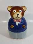 Businessman Bear in Blue Business Suit Ceramic Cookie Jar