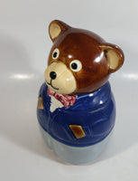 Businessman Bear in Blue Business Suit Ceramic Cookie Jar