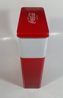 1999 Coca-Cola Coke Soda Pop Red and White Vending Machine Shaped 10" Tall Tin Metal Container