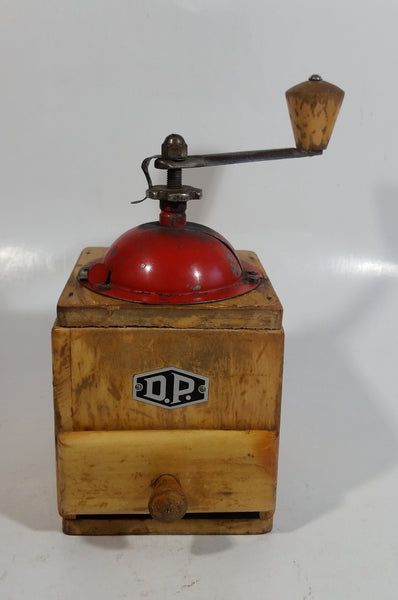 Antique D.P. Wood and Metal Manual Coffee Grinder