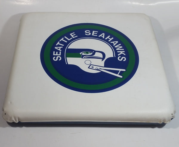 Vintage Seattle Seahawks Stadium NFL Football Team Vinyl Covered White and Blue Seat Cushion