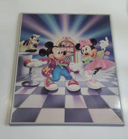 Disney Mickey and Minnie Mouse Dancing in 50's Diner with Goofy 16" x 20" Hard Board Framed Plaque