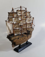 Vintage 3 Mast Wooden Sail Boat Ship Model Nautical Collectible 9" Long