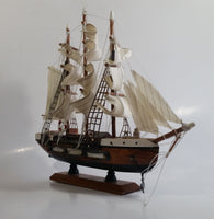 Vintage Highly Detailed 3 Mast Wooden Sail Boat Ship Model Nautical Collectible 13" Long