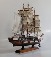 Vintage Highly Detailed 3 Mast Wooden Sail Boat Ship Model Nautical Collectible 13" Long