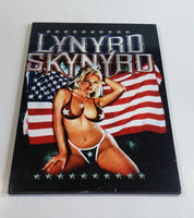 Lynyrd Skynyrd Rock Band Babe in Bikini in Front of American Flag 11 1/2" x 16" Wood Wall Plaque Music Collectible