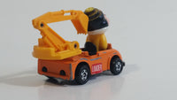 Vintage Tomy Walt Disney Production No. PD-10 Mickey Mouse Heavy Equipment Operator Loader Excavator Orange Yellow Plastic and Die Cast Metal Toy Car Construction Vehicle