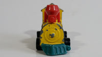 Vintage Aviva 1950, 1959, 1966 No. C17 Snoopy Locomotvie Train Engine Yellow Teal Red Die Cast Toy Car Vehicle Made in Hong Kong Peanuts Comic Strip Cartoon Collectible