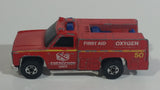 1978 Hot Wheels Emergency Squad Rescue Ranger Red Fire Truck Die Cast Toy Car Vehicle - BW - Blue Lights - Hong Kong