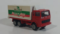 Majorette No. 265 Saviem Pizza Del Arte Restaurant Food Delivery Container Truck Red and White Die Cast Toy Car Vehicle with Opening Rear Door