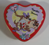 1998 Warner Bros. Looney Tunes Taz and Girl Taz Cartoon Characters I love You "Together Forever" Heart Shaped Tin Metal Container