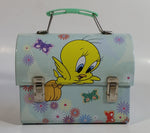 Warner Bros. Looney Tunes Tweety Bird Cartoon Character Small Light Green Tin Metal Lunch Box Carrying Case Container