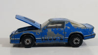1987 Matchbox Chevrolet Camaro IROC Z-28 Blue Die Cast Toy Car Vehicle with Opening Hood