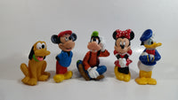 Walt Disney Mickey Mouse, Minnie Mouse, Pluto, Goofy, and Donald Duck 5" to 6" Tall Hard Rubber Toy Figures Set of 5