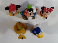 Walt Disney Mickey Mouse, Minnie Mouse, Pluto, Goofy, and Donald Duck 5" to 6" Tall Hard Rubber Toy Figures Set of 5