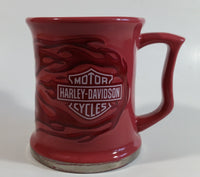Harley Davidson Motor Cycles Embossed Logo Pink with Flames Heavy Ceramic Coffee Mug Cup