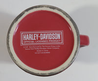Harley Davidson Motor Cycles Embossed Logo Pink with Flames Heavy Ceramic Coffee Mug Cup