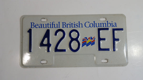 Beautiful British Columbia White with Blue Letters Vehicle License Plate 1428 EF