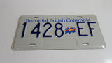 Beautiful British Columbia White with Blue Letters Vehicle License Plate 1428 EF
