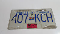 Beautiful British Columbia White with Blue Letters Vehicle License Plate 407 KCH